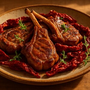Agnello con peperoni cruschi, rosmarino e origano