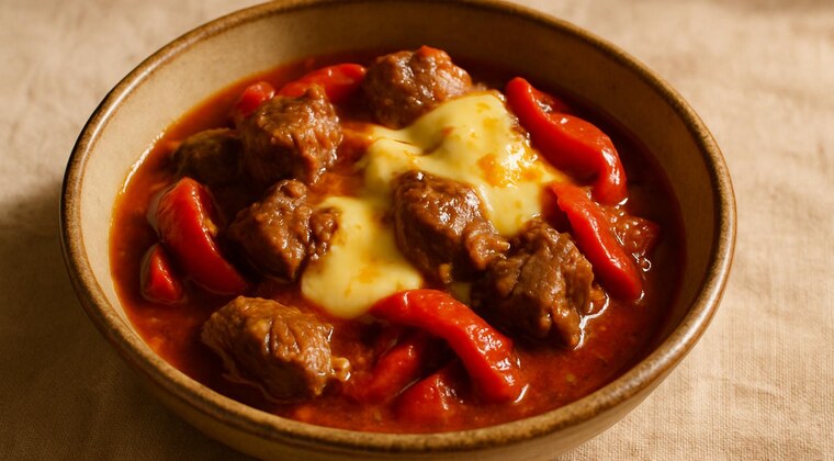 Agnello con peperoni e caciocavallo