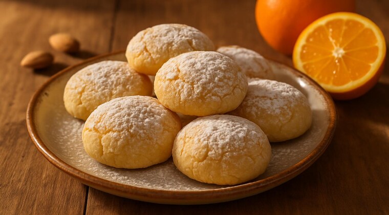 Biscotti morbidi alle mandorle e arancia