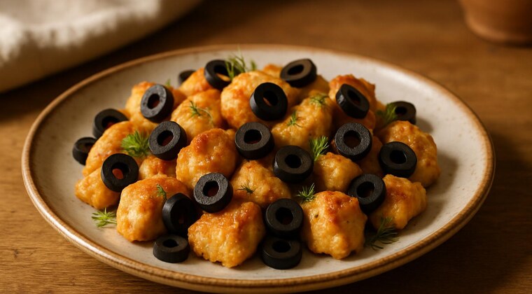 Bocconcini di pollo con olive nere e finocchietto