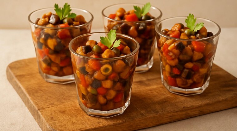 Caponata di melanzane in bicchierini
