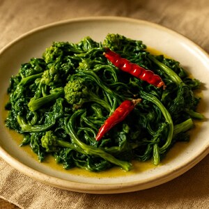 Cime di rapa con peperoncino e acciughe