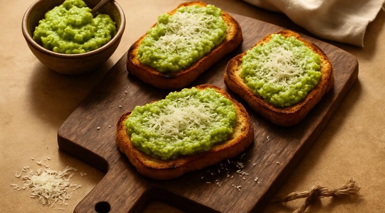 Crostini con crema di fave e pecorino