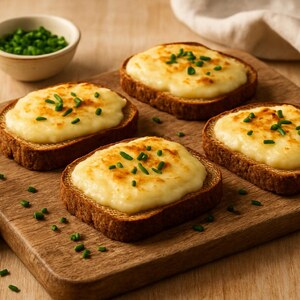 Crostini di segale con crema di patate e fontina