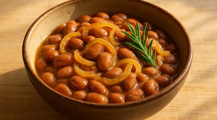 Fagioli borlotti con cipolla e rosmarino