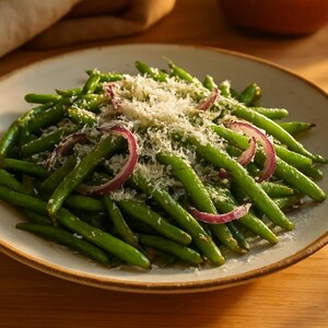 Fagiolini saltati con cipolla rossa e pecorino