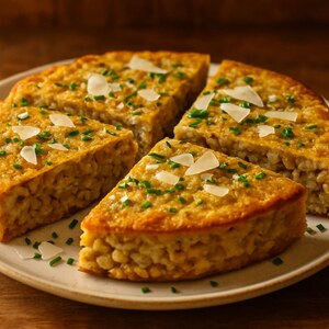 Frittatina soffice di farro, erba cipollina e pecorino