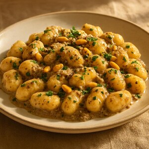 Gnocchetti di patate con salsa di olive taggiasche e pinoli