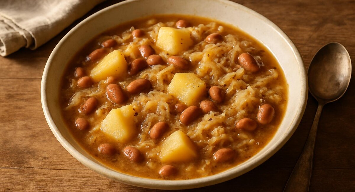 Fagioli borlotti con patate verza e pancetta