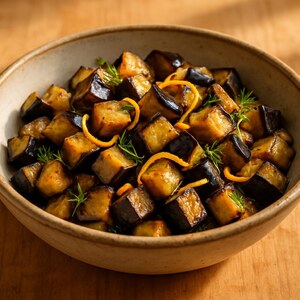 Melanzane con scorza d'arancia, limone e finocchietto