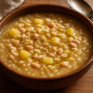 Minestra d'orzo con patate e fagioli