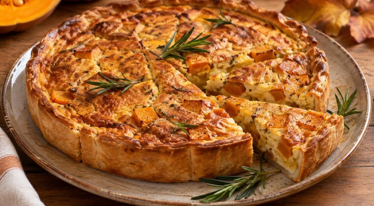 Quiche salata con zucca, ricotta e pecorino