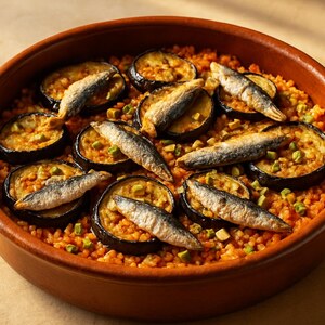 Riso al forno con melanzane sarde e pistacchi