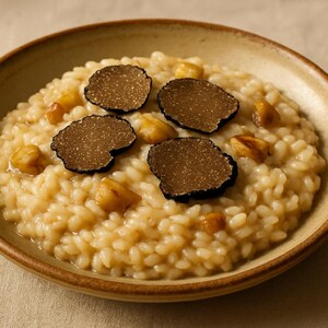 Risotto con riso castagne e tartufo nero