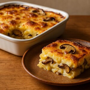 Sformato di patate, fontina e funghi porcini