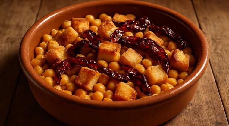 Ceci con pane e peperoni cruschi