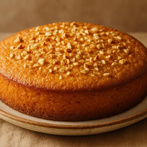 Torta soffice di mandorle e miele con basilico
