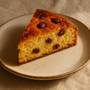 Torta soffice con uva passa e miele di castagno