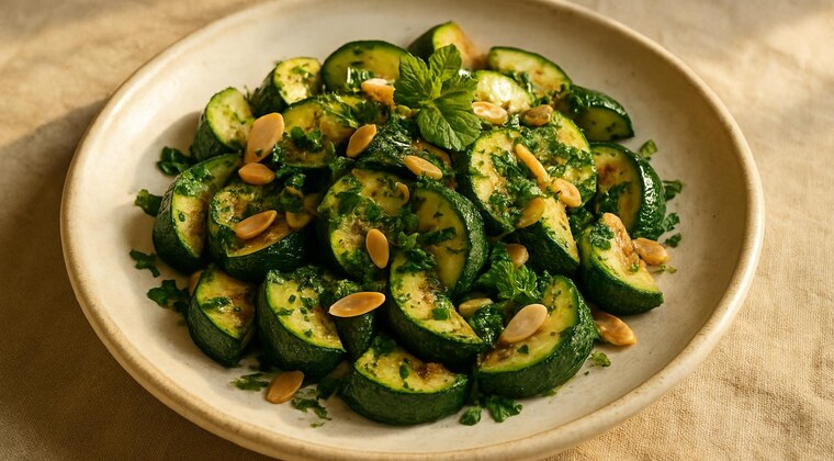 Zucchine con menta e mandorle