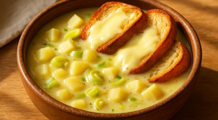 Zuppa di patate, porri e fontina
