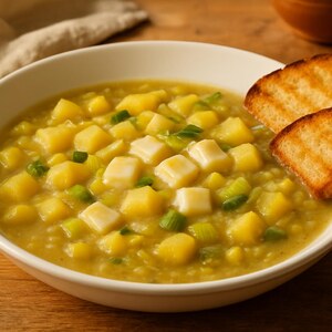 Zuppa di porri, patate e toma